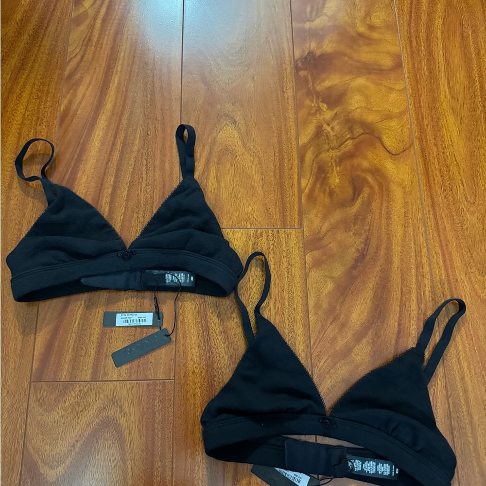 NWT SKIMS black pointelle bralettes bundle